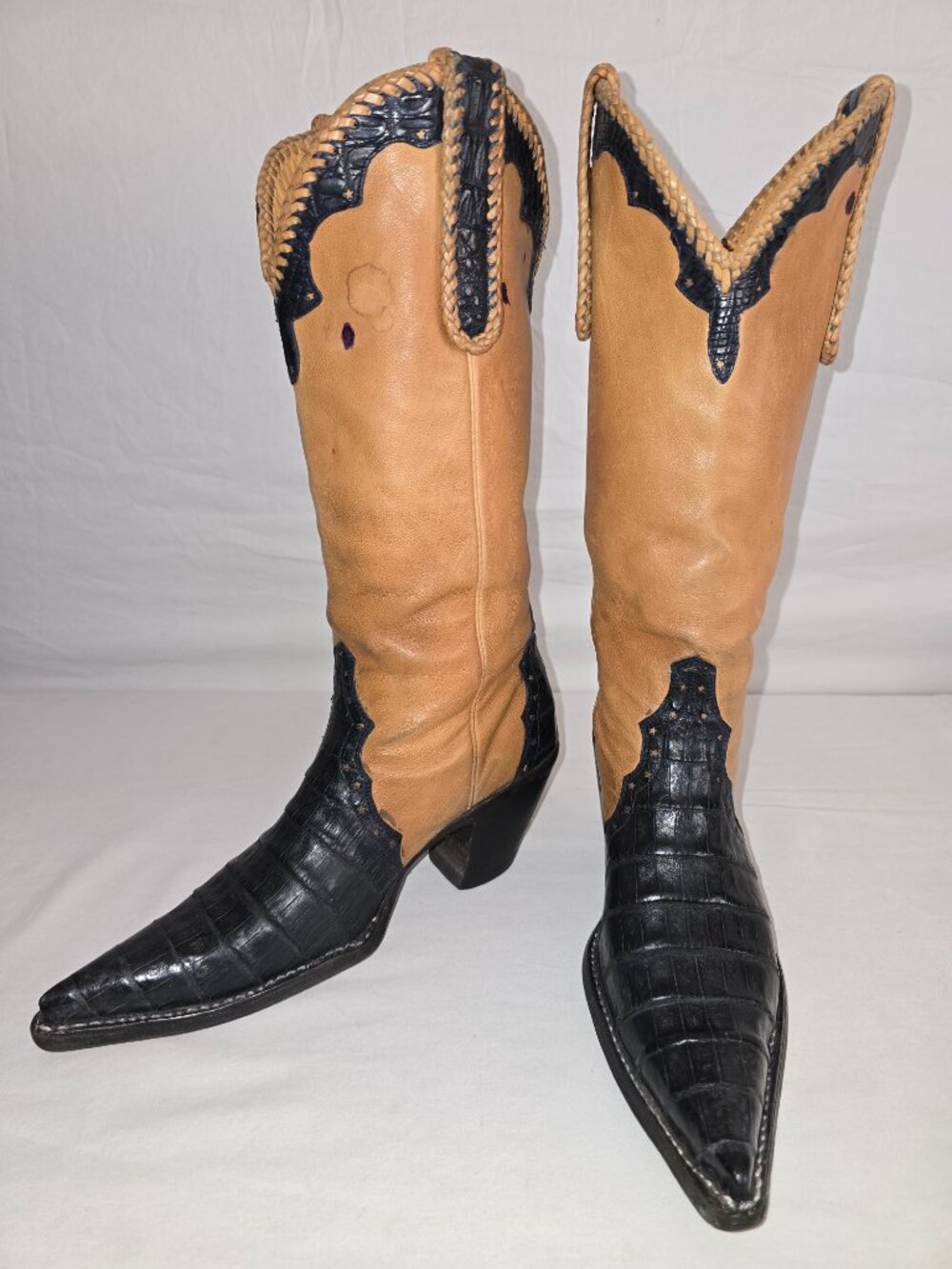 Old Gringo 6219 Vintage Womens Caiman Tail Triad Buckaroo Cowboy Boots Size 7 B